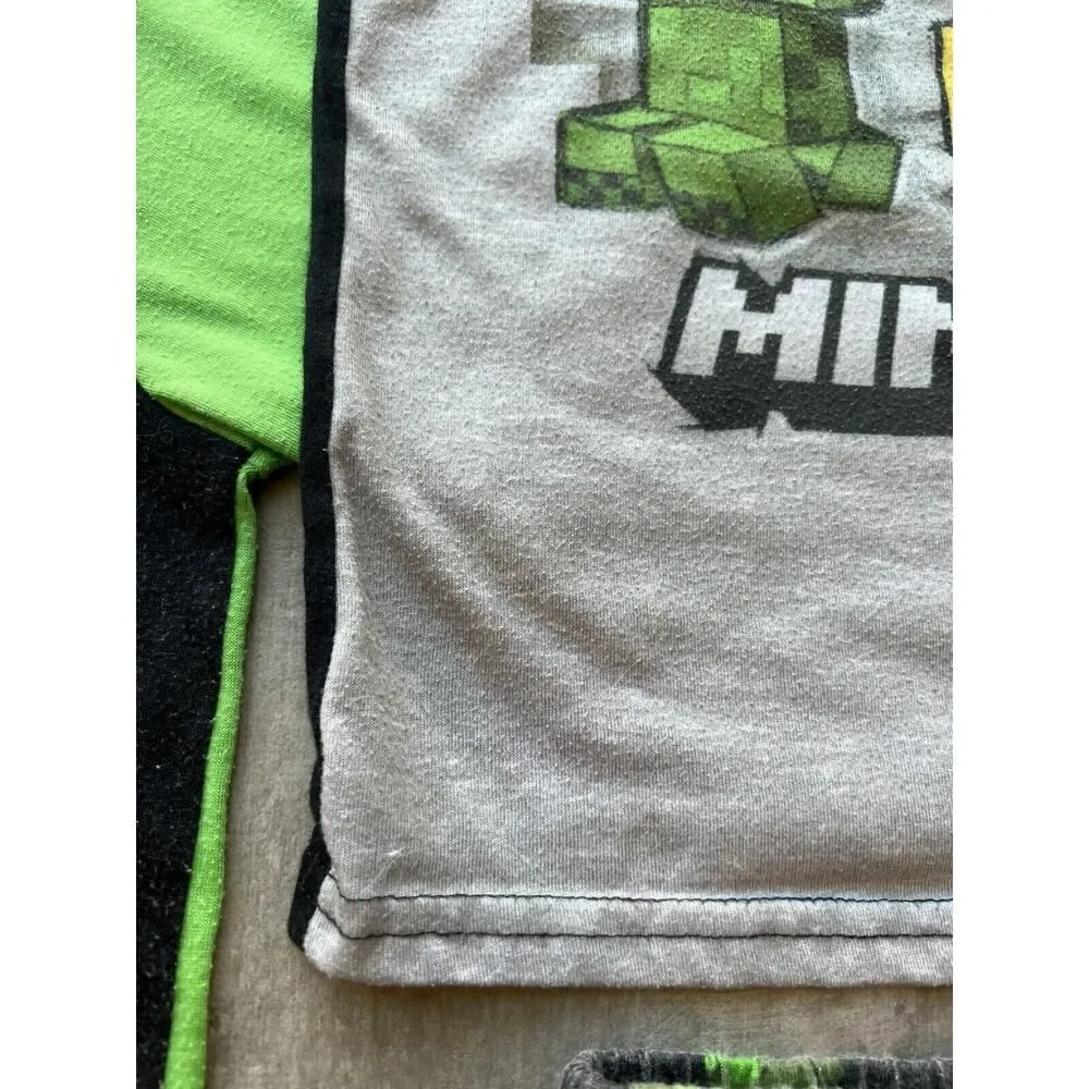 Minecraft Boys 4 Piece CREEPERS Pajama Set Sleep Lounge Pjs Gamer 8 Youth Rare